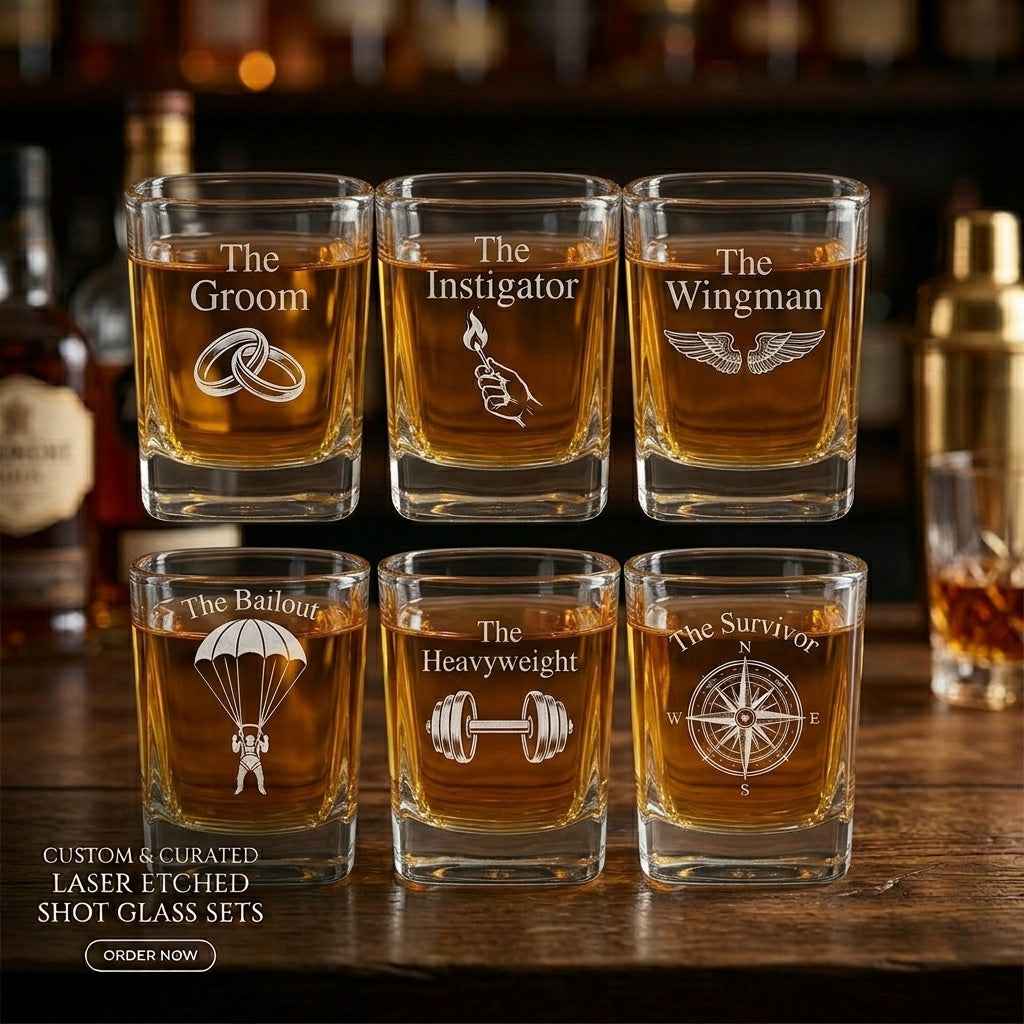 The Inner Circle Vanguard Pack - Custom Square Shot Glasses Set of 6 Personalized