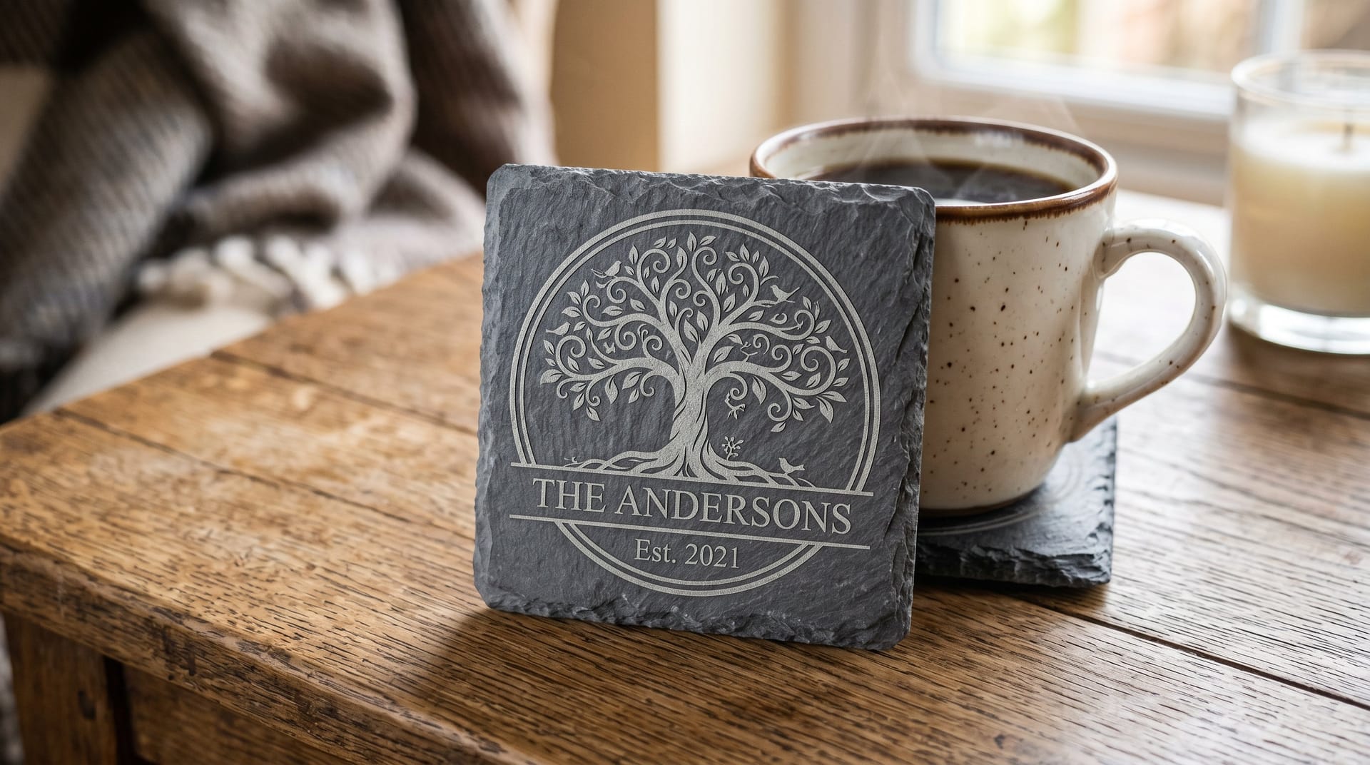 Personalized Slate Coasters Set of 4 for Unique Home Decor