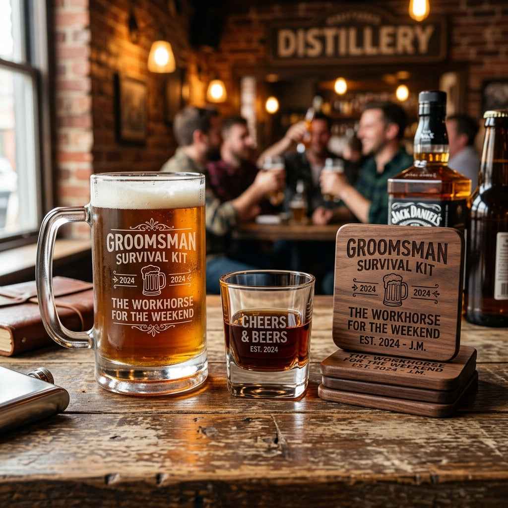 Personalized Groomsmen Gift Set - Ultimate Groomsman Survival Kit